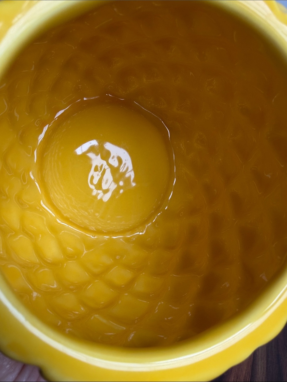Ceramic 9” Pineapple Candy Jar Yellow Textured Silicone Removable Lid - Picture 6 of 8